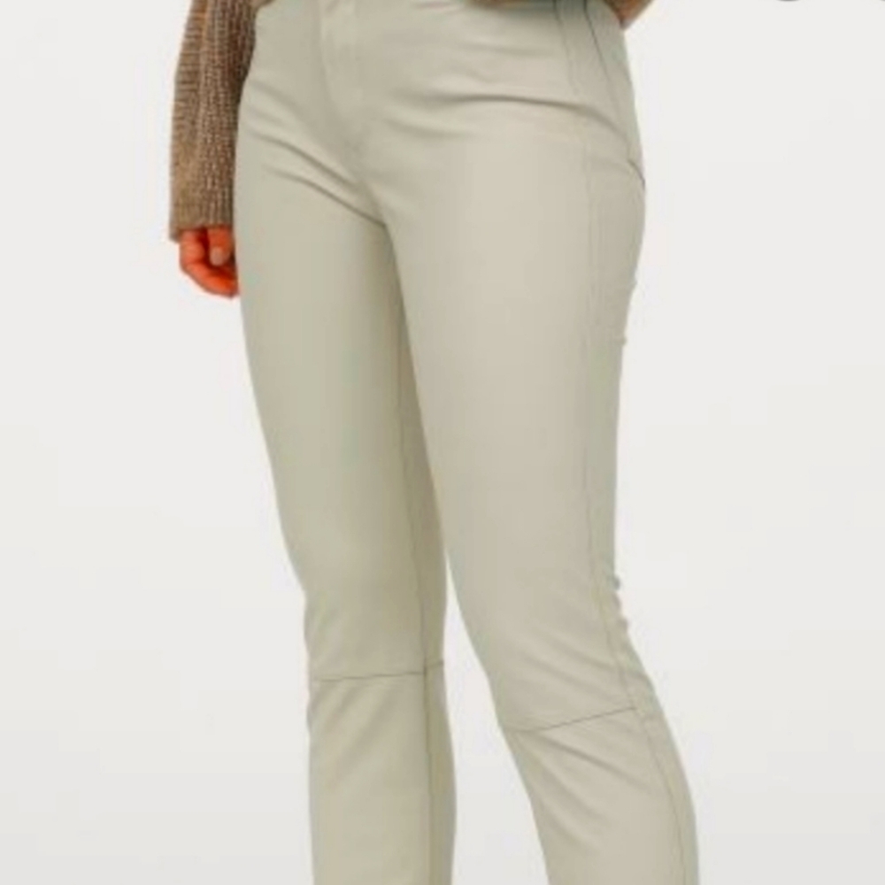 H&M Leather Like Beige Zip Pants Size 8